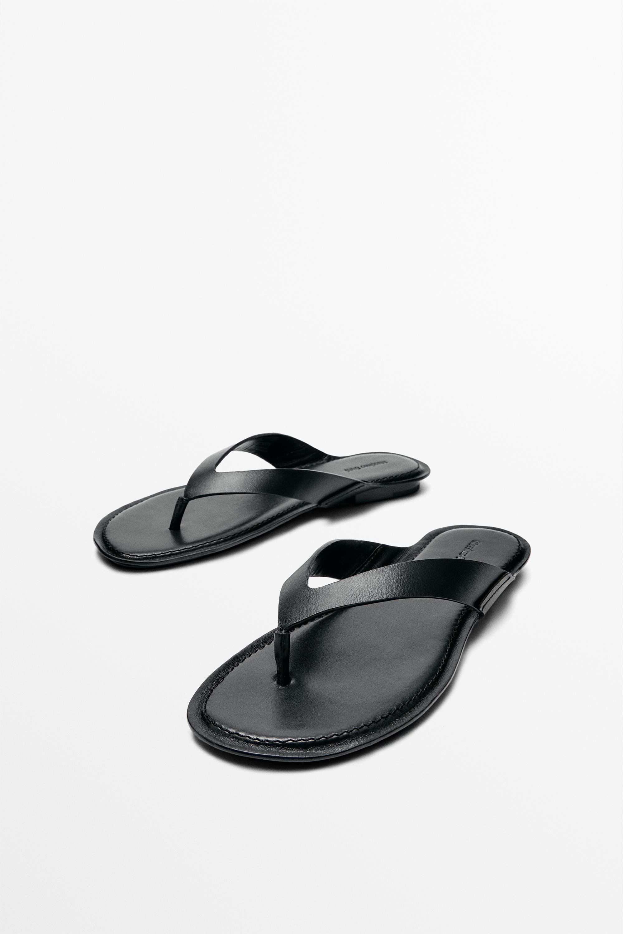 Sandale plate cuir